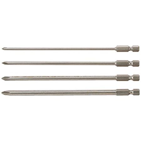 Eazypower 77023 Phillips #00, 0, 1, 2 6" Long Power Bits (4 Pack) 77023